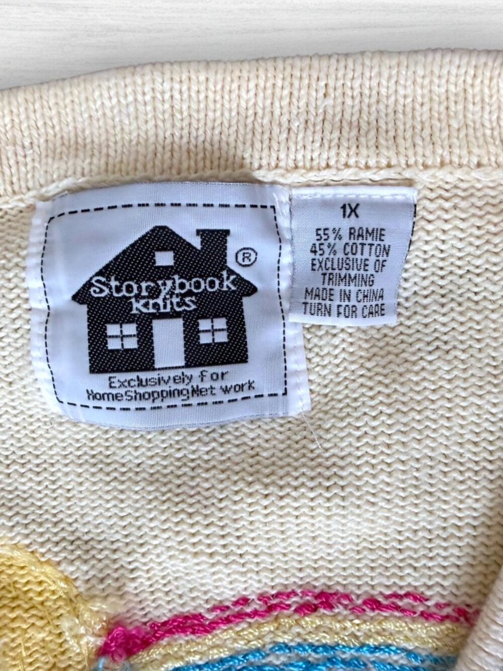 Vintage Storybook Knits 1X Nursery Rhyme Cardigan Sweater Cottagecore Whimsical - Picture 7 of 11